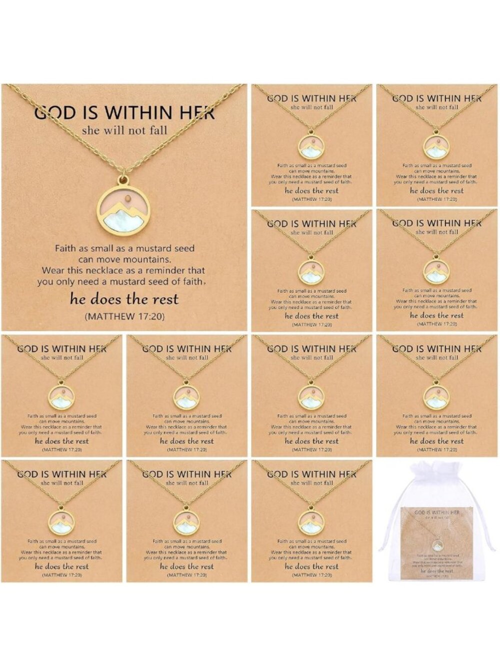 Gold Mustard Seed Necklaces Set - 12/24 Pcs Elegant Jewelry for Women